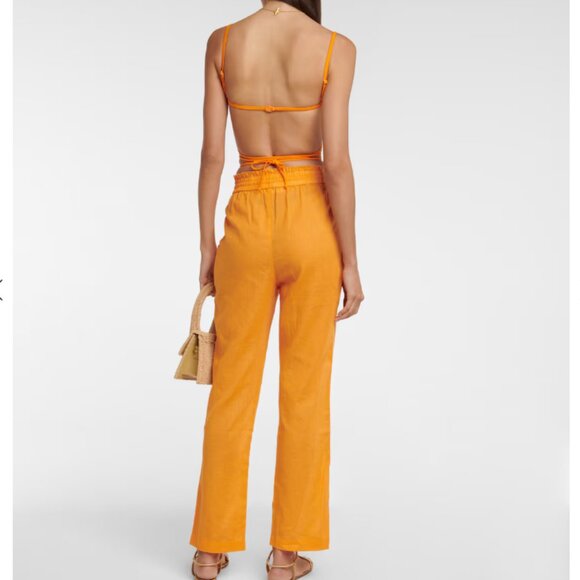 NWOT - Bananhot High Waist Drawstring Pants - Orange - Size M / L - Picture 3 of 8